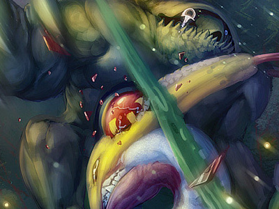 Monster Battle art banana challenge dino illustration monster ottbettina photoshop tournament