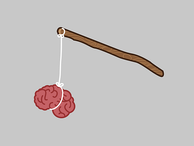 Brain on a Stick brain branch dead eat halloween infected stroke undead vector wood zombie