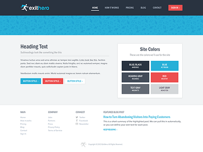 Exit Hero Styleguide/Wrapper buttons colors footer header menu navigation style styleguide swatches website