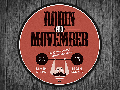 Robin For Movember 1920s barber good cause handmade logo moustache movember pen robin strongman typography weight lifter