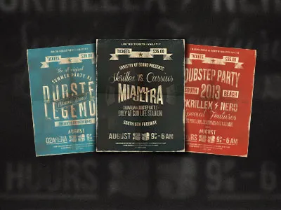 Vintage Set : Flyer / Insignia (psd) black insignia logo photoshop print design psd retro sticker vintage web design white