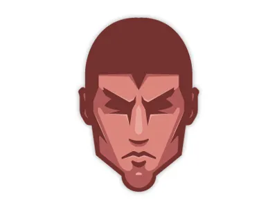 Severe clean detailed expression face facial human logo red severe side smart strong