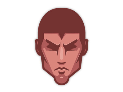 Severe clean detailed expression face facial human logo red severe side smart strong