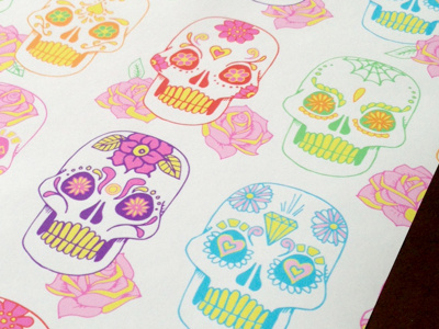 Sugar Skulls Repeat de dead dia los muertos pattern rose skull sugar tattoo