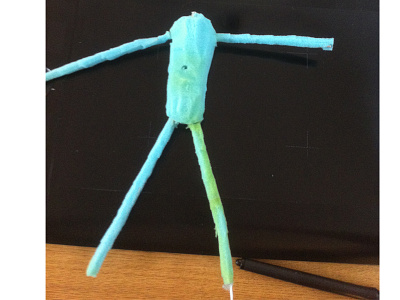 Cut&Paste Superhero Puppet Armature stage 1 armiture cut and paste fred and eric londons hero puppet stopframe animation
