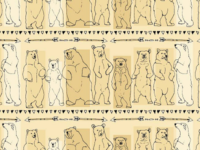 Bears! Repeat arrows bears doodle pattern repeat standing wildlife woods