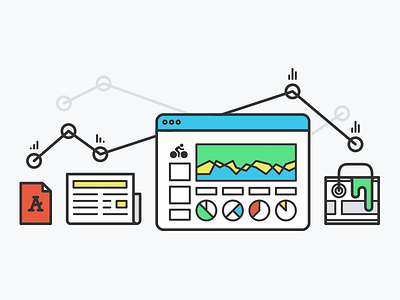 Brandfolder Feature 004 analytics chart charts feature icon illustration lock minimal newspaper paintbucket pen web