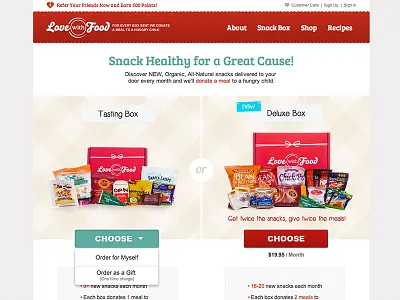 LoveWithFood Subscription Page food landing page pricing website