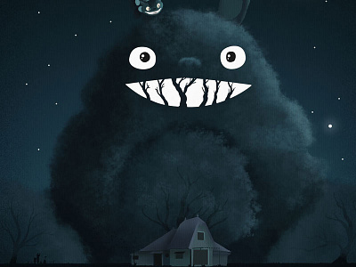 My Neighbour Totoro - Redux dark ghibli illustration my neighbour totoro