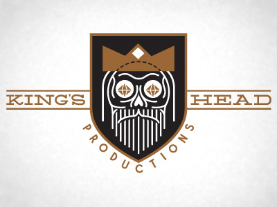 Kings Head Productions, again beard copper dead diamond eyes head king logo shield skull vector