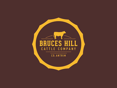 Bruceshill Logo beef branding bruces butchers cattle gold hill logo meat ni red yellow