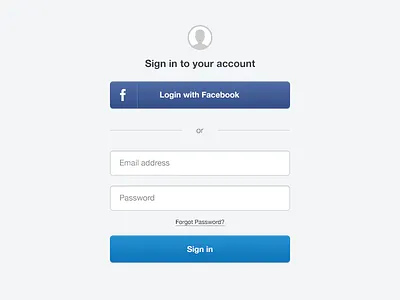 Account Login account buttons email facebook login password profile ui