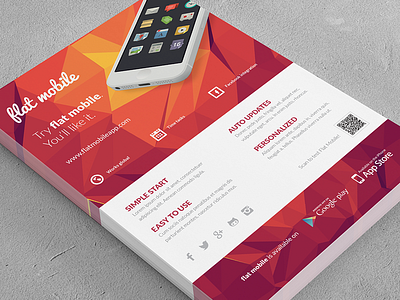 Mobile Application / Phone App flyer #3 ad app flat flyer icon indesign iphone minimal mobile phone print smartphone