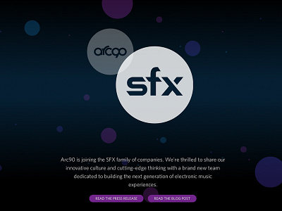 Arc90 joins SFX animation arc90 black css3 dark readability sass sfx splash splash page web web design