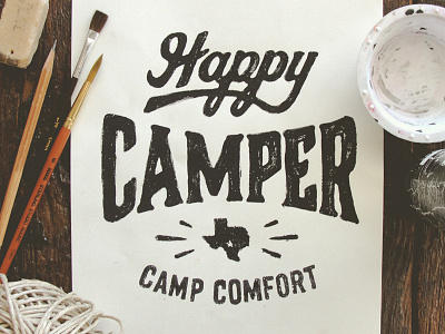 Happy Camper hand drawn happy camper illustration joe horacek little mountain type typography