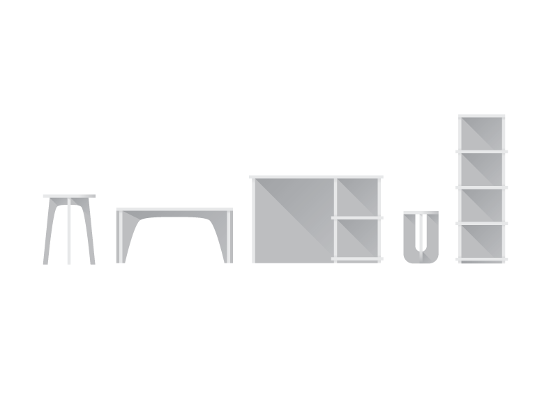 Furniture Illustrations bookshelf chair desk flat furniture illustration table vector
