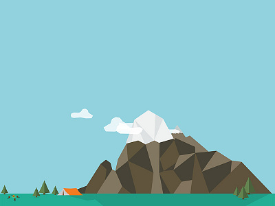Mountain Scene camping fire mountain polygon tent trees