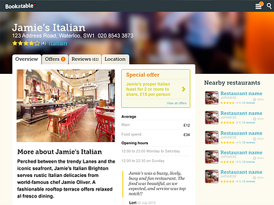 Large view layout booking food map responsive restaurant ux