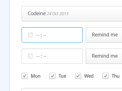 Remind me field focus form form elements health medical ui ux