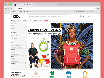 Fab Redesigned black e commerce fab flat grey guarantee helvetica icons redesign smile ui website