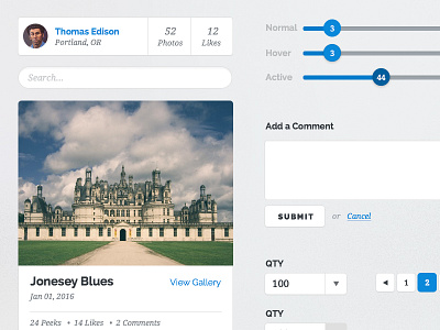 WIP: First UI Kit blue flat raleway sliders thomas edison ui ui kit