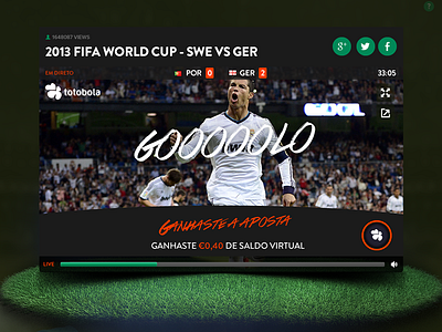 Soccer Video Player clean experience flat interface player settings soccer tickets ui ux video web