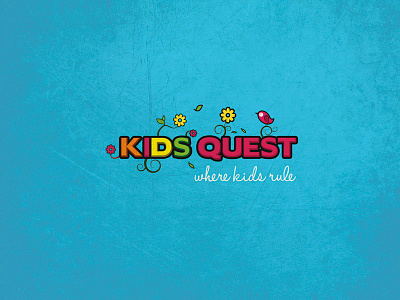 Kids Quest birds blue book colours kids kinder logo nature playful positive quest