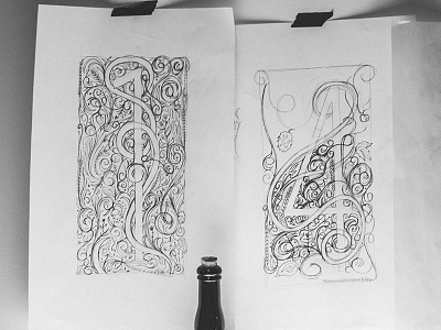 Enkle / Quad beer design labels lettering luminary numbers quarter sketch