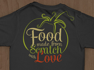 Green Tomato Cafe T-shirt Uniform Concept food fresh love scratch script shirt tshirt