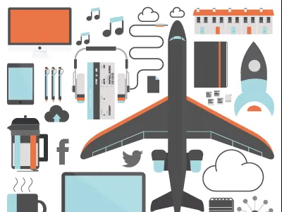 Illustration flat illustration imac ipad iphone travel