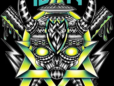 Alien Viking alien sacred geometry screenprint sqeegee viking