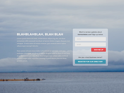 SIGN UP FOR BLAH BLAH BLAH NOW. BLAH. blah east muhrca shore