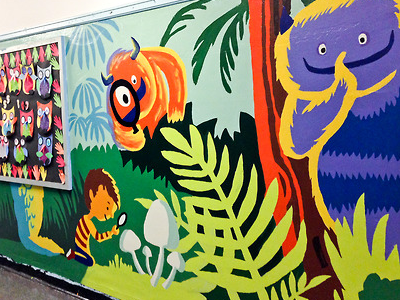 Forest Mural for New York Cares Day 2013 character design illustration mural