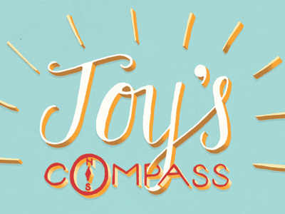 Joy's Compass blue compass hand drawn hand lettering happy joy joyful orange