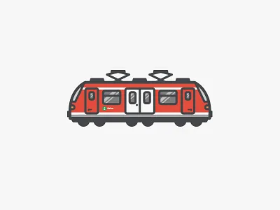 S-Bahn flat german illustration little s bahn simple tiny train vector waggon