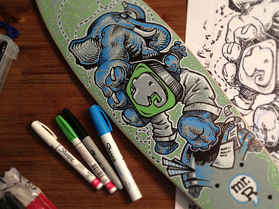 Evernote Goes Mobile elephant evernote illustration sharpies skateboard