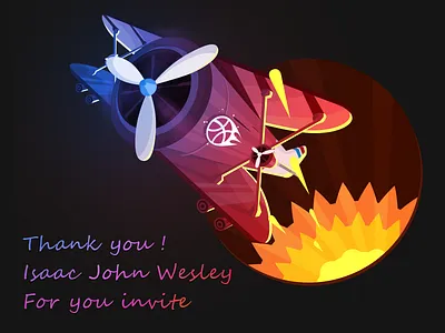 Thank you Isaac John Wesley! aeroplane dribbble invitation thank