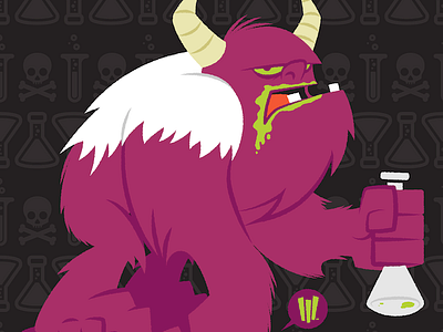 The Scientist's Monster bubbles cartoon doctor experiment halloween horns illustration laboratory monster pink science vector