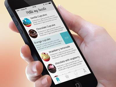 Cupcake app app cart cupcake edit flat hand ios7 iphone iphone 5 shop