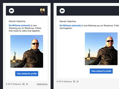 Streamup 'New Follower' Email activity email follow followed follower follows html responsive streamup transactional