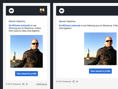 Streamup 'New Follower' Email activity email follow followed follower follows html responsive streamup transactional