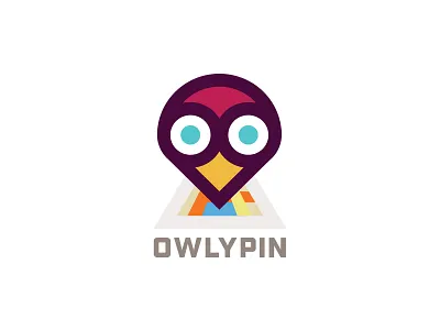 Owlypin app flat icon iphone logo map minimal owl
