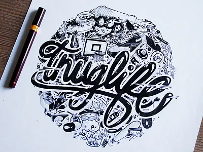 Thuglife. illustration logotype typography