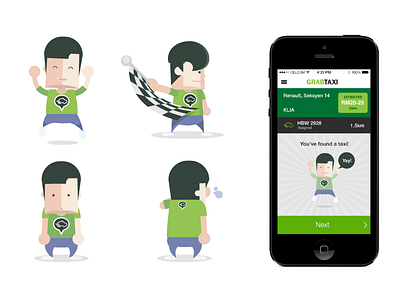 GrabTaxi Mascot design app mascot grabtaxi green illustration mascot myteksi taxi