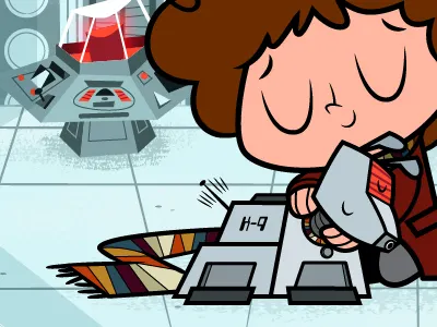 Love your K-9 4th doctor charity doctor who illustration k 9 tardis tom baker vector