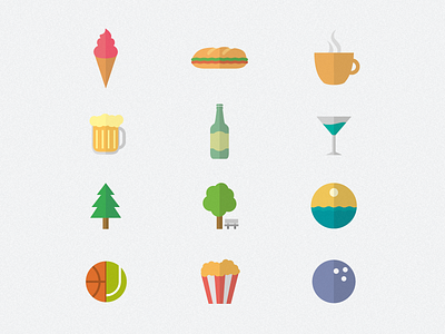 Icons beer cinema drink food ice cream icons tree ui