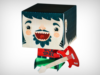 Papertoy basteln bkopf bkopfone illustration papertoy rock star