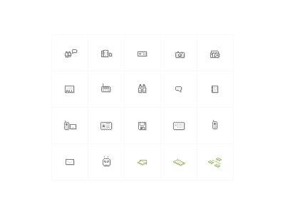 Tiny pixel icons cellphone chat gray home icons joystick mail mirc photo pixels radio sitemap