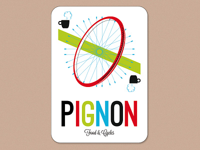 Pignon, food & cycles store business card cup cycle food tire