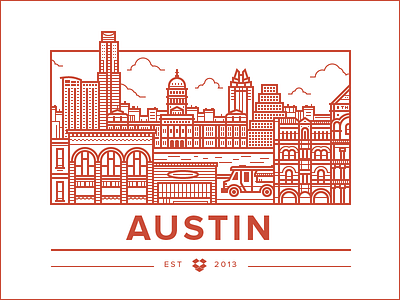 Austin Office austin buildings city food icon illustration music truck